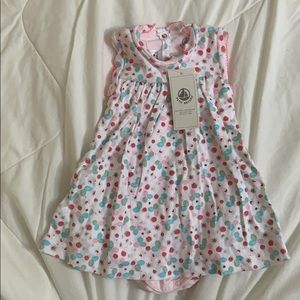 New! Petit bateau dress and onsie 6 to 12 months